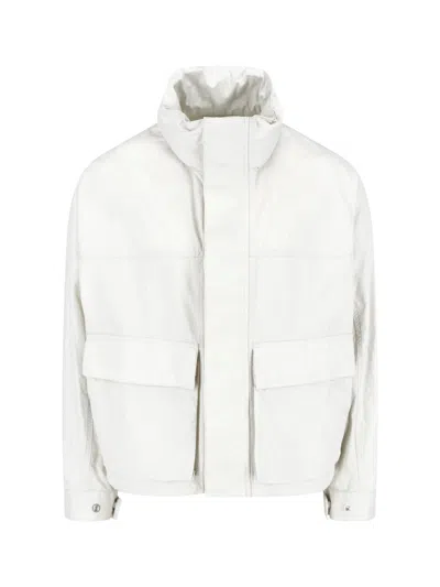 Lemaire High Collar Coat Large Front Pockets In White
