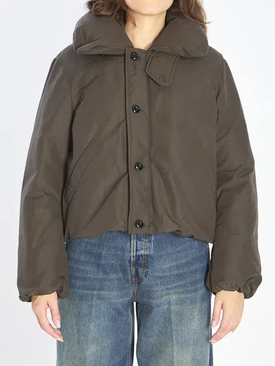 Lemaire Short Puffer Jacket In Brown