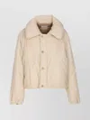 Lemaire Short Puffer Jacket Large Collar In Brown