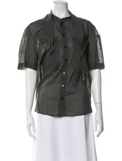 Pre-owned Lemaire Short Sleeve Button-up Top In Gray