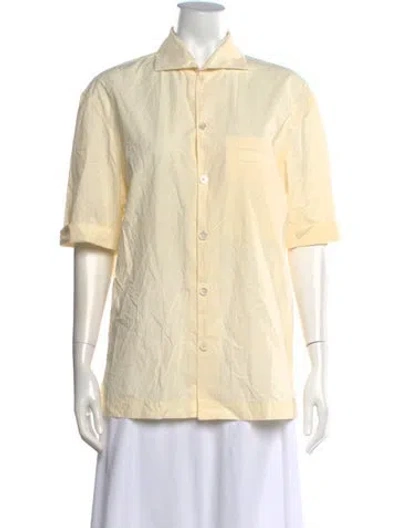 Pre-owned Lemaire Short Sleeve Button-up Top In Neutrals