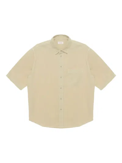 Lemaire Short-sleeve Denim Shirt In Neutral