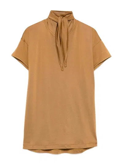 Lemaire Short Sleeve Foulard Top In Brown