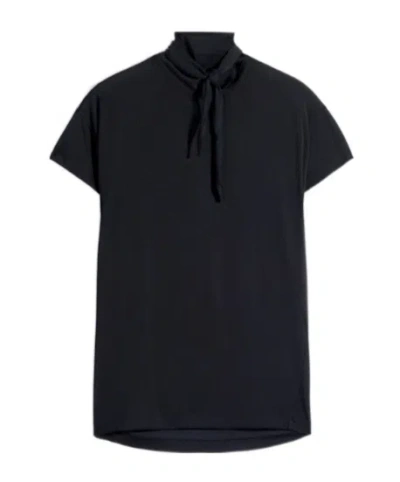 Lemaire Short Sleeve Foulard Top In Viscose Cotton Jersey In Black
