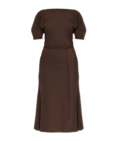 Lemaire Cotton Dress With Short Sleeves In Brown