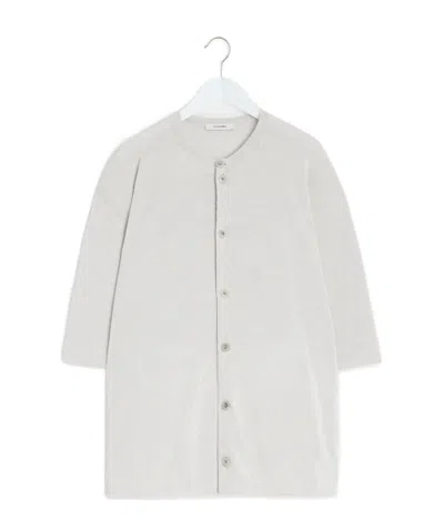 Lemaire Short Sleeve Overshirt In Stone Beige Mixed Color
