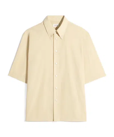 Lemaire Short Sleeve Shirt In Washed Cotton Muslin In Neutral