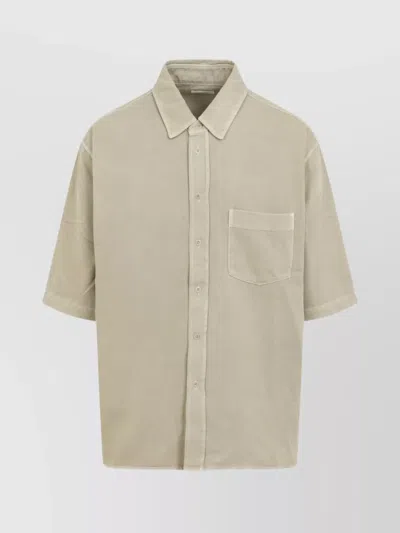 Lemaire Short Sleeve Shirt With Chest Pocket In Beige