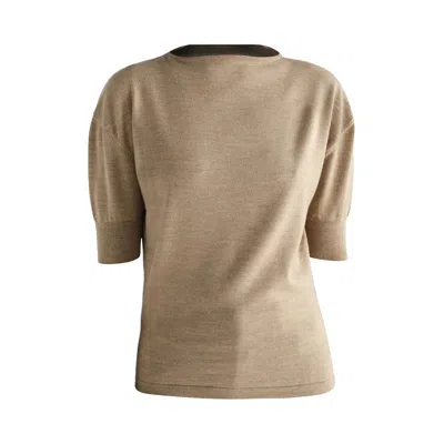 Pre-owned Lemaire Short Sleeve Sweater 'chai Melange' | Tan | Women's Size M