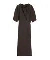 Lemaire Brown Short Sleeve Twisted Midi Dress In Gray