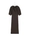 Lemaire Brown Short Sleeve Twisted Midi Dress In Gray