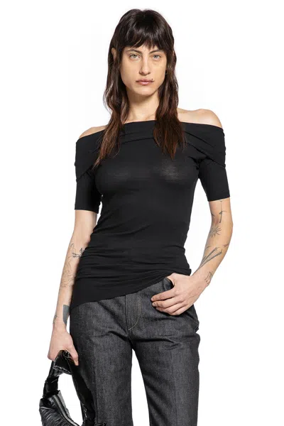 Lemaire Short Sleeve Twisted Top In Black