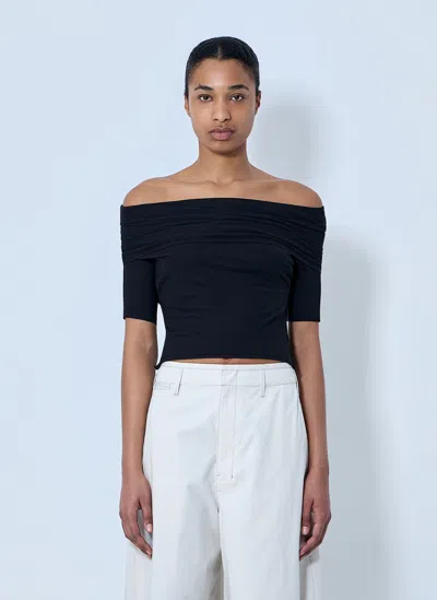 Lemaire Short Sleeve Twisted Top In Black