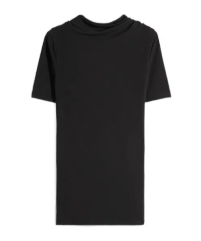 Lemaire Short Sleeve Twisted Top In Cotton Crepe Jersey In Black