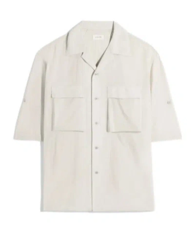 Lemaire Short Sleeve Utility Shirt In Washed Technical Cotton In White