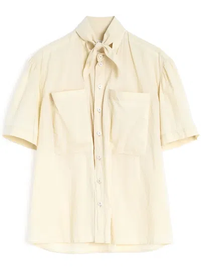 Lemaire Short Sleeve With Foulard Shirt In Orange