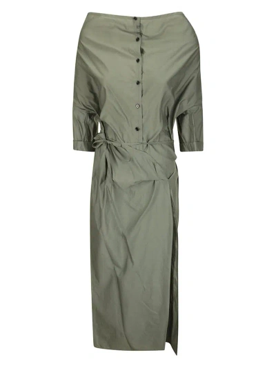 Lemaire Short Sleeve Wrap Dress In Grey