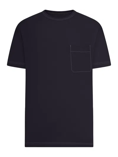 Lemaire Short-sleeved Boxy T-shirt In Heavy Jersey In Blue