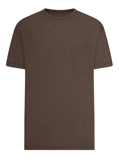 Lemaire Short-sleeved Boxy T-shirt In Heavy Jersey In Brown