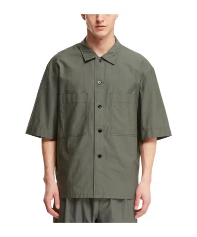 Lemaire Short-sleeved Button-up Shirt In Gray