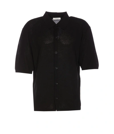 Lemaire Short-sleeved Knitted Shirt In Nero