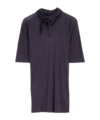 Lemaire Short Sleeved Scarf Detailed Blouse In Black