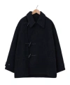 Lemaire Belted Felted Duffle Jacket In Black