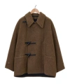 Lemaire Belted Felted Duffle Jacket In Green