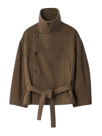 Lemaire Short Wrap Coat In Green