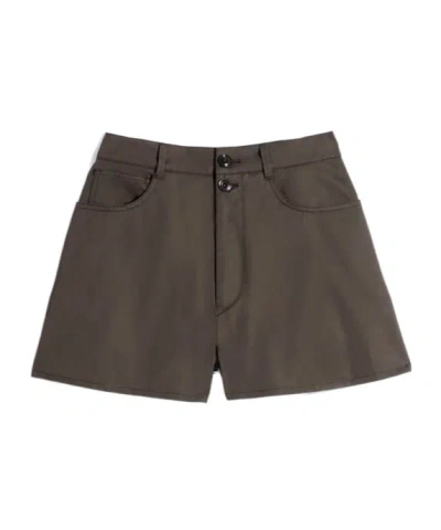 Lemaire Shorts In Cotton Twill In Brown