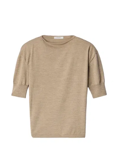 Lemaire Short-sleeve Sweater In Fine Merino Wool In Neutral
