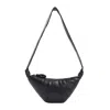 Lemaire Crescent-shaped Black Leather Shoulder Bag With Pleated Detailing