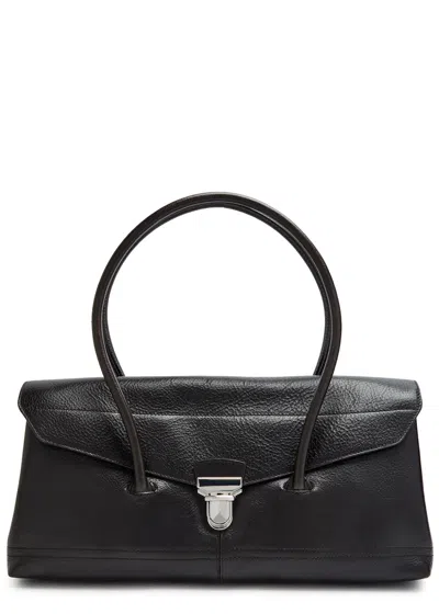 Lemaire Shoulder Gear Grained Leather Shoulder Bag In Brown