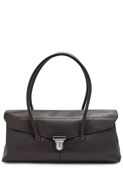Lemaire Shoulder Gear Grained Leather Shoulder Bag In Brown