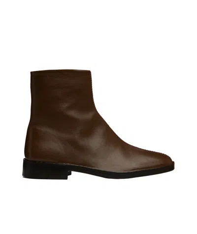 Lemaire Side Zipper Booties In Brown