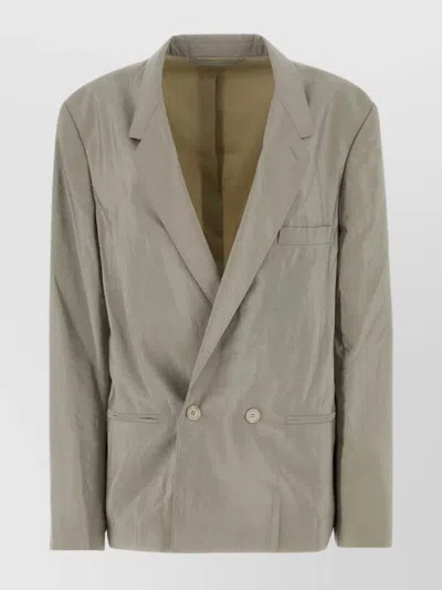 Lemaire Silk Blend Blazer Double-breasted Front In Ligmisgre