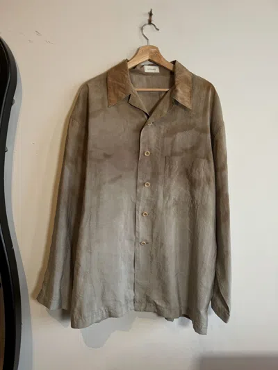 Pre-owned Lemaire Silk Blend Printed Pyjama Shirt Size Xl In Brown