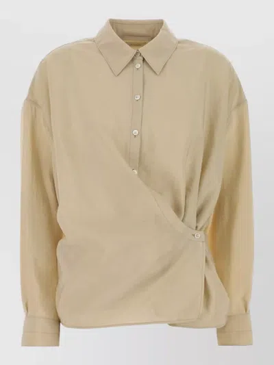 Lemaire Silk Blend Shirt Asymmetric Long Sleeves In Nude
