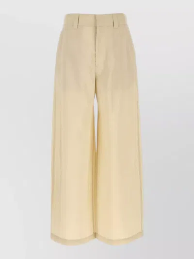 Lemaire Silk Blend Tailored Wide Leg Trousers In Neutral