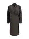 Lemaire Straight Collar Twisted Dress In Brown