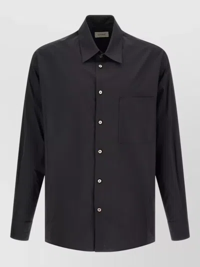 Lemaire Silk Cotton Shirt Button Down Collar In Black