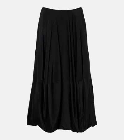 Lemaire Low-rise Silk Crêpe De Chine Midi Skirt In Black