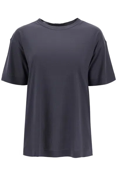 Lemaire Silk Crewneck T-shirt In Grey