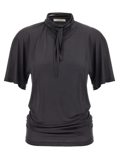 LEMAIRE LEMAIRE SILK CREWNECK TOP WITH KNOTTED SCARF DETAIL