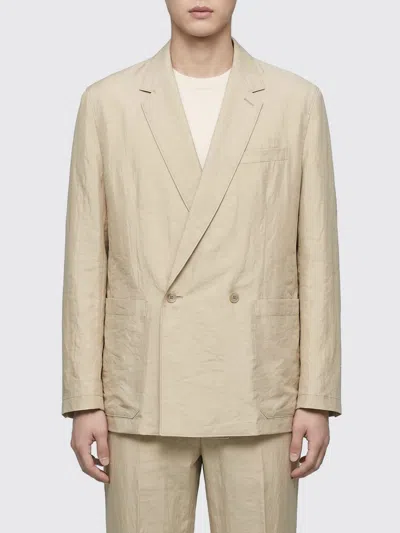 Lemaire Silk Double-breasted Blazer In Brown