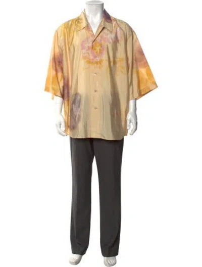Pre-owned Lemaire Silk Floral Print Shirt W/ Tags In Neutrals