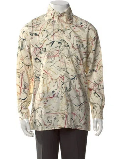 Pre-owned Lemaire Silk Graphic Print Shirt W/ Tags In Neutrals