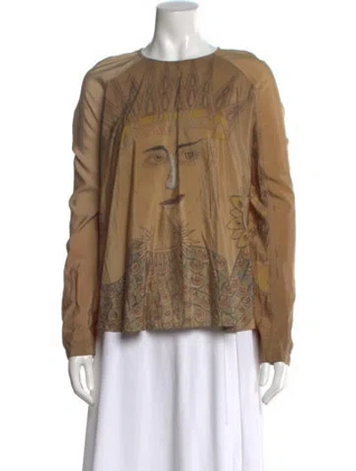 Pre-owned Lemaire Silk Graphic Print Top In Neutral
