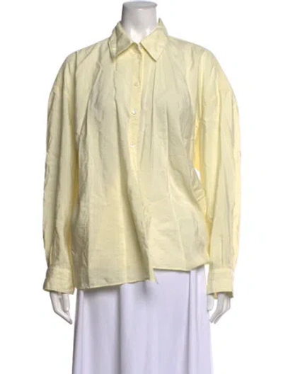 Pre-owned Lemaire Silk Long Sleeve Button-up Top In Yellow
