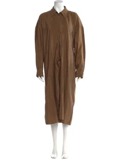 Pre-owned Lemaire Silk Midi Length Dress W/ Tags In Brown